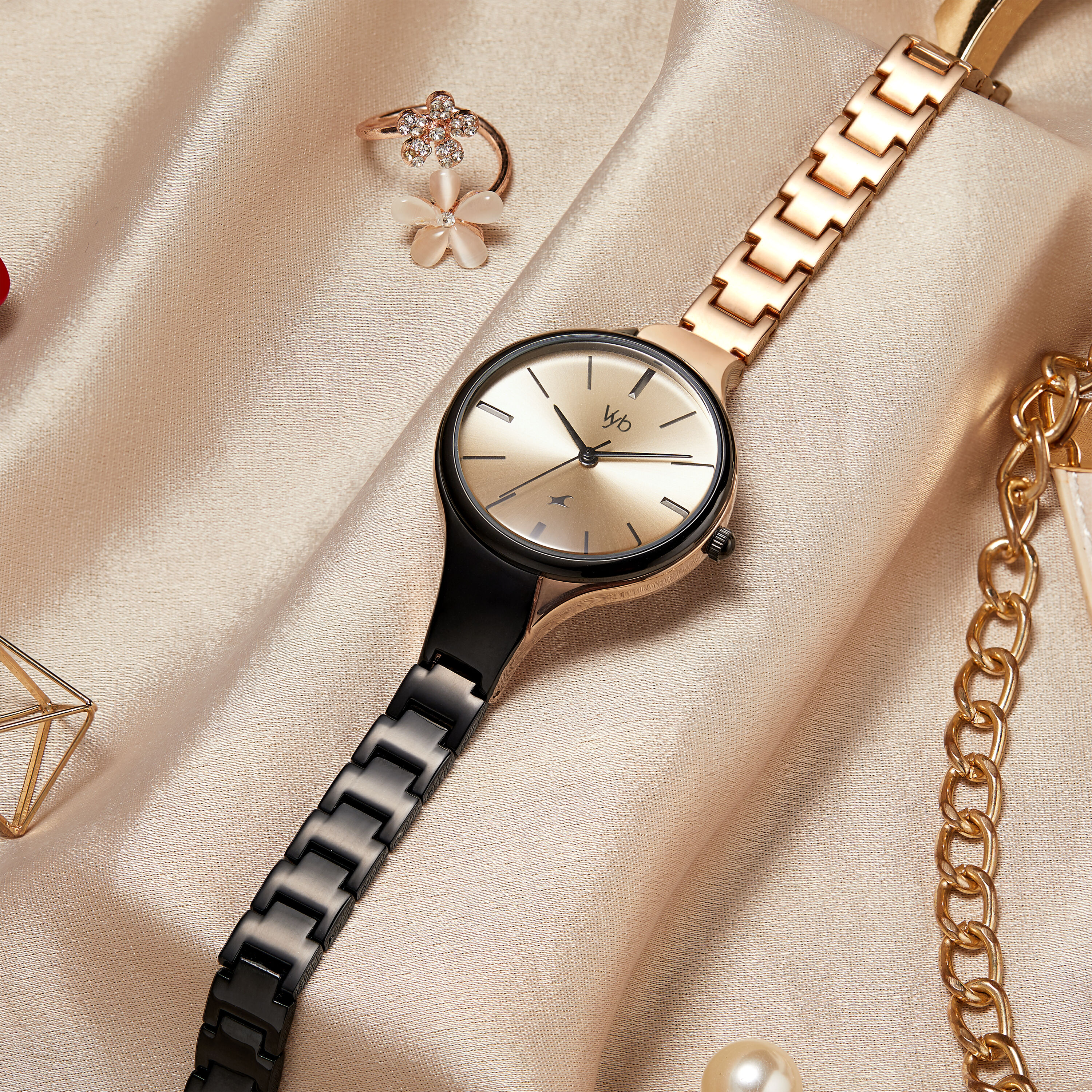 Buy Online Fastrack Vyb Striker Quartz Analog Rose Gold Dial Metal ...