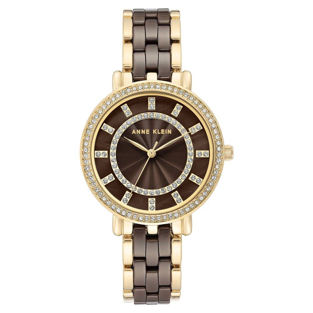 Anne Klein Quartz Analog Brown Dial Ceramic Strap Watch for Women