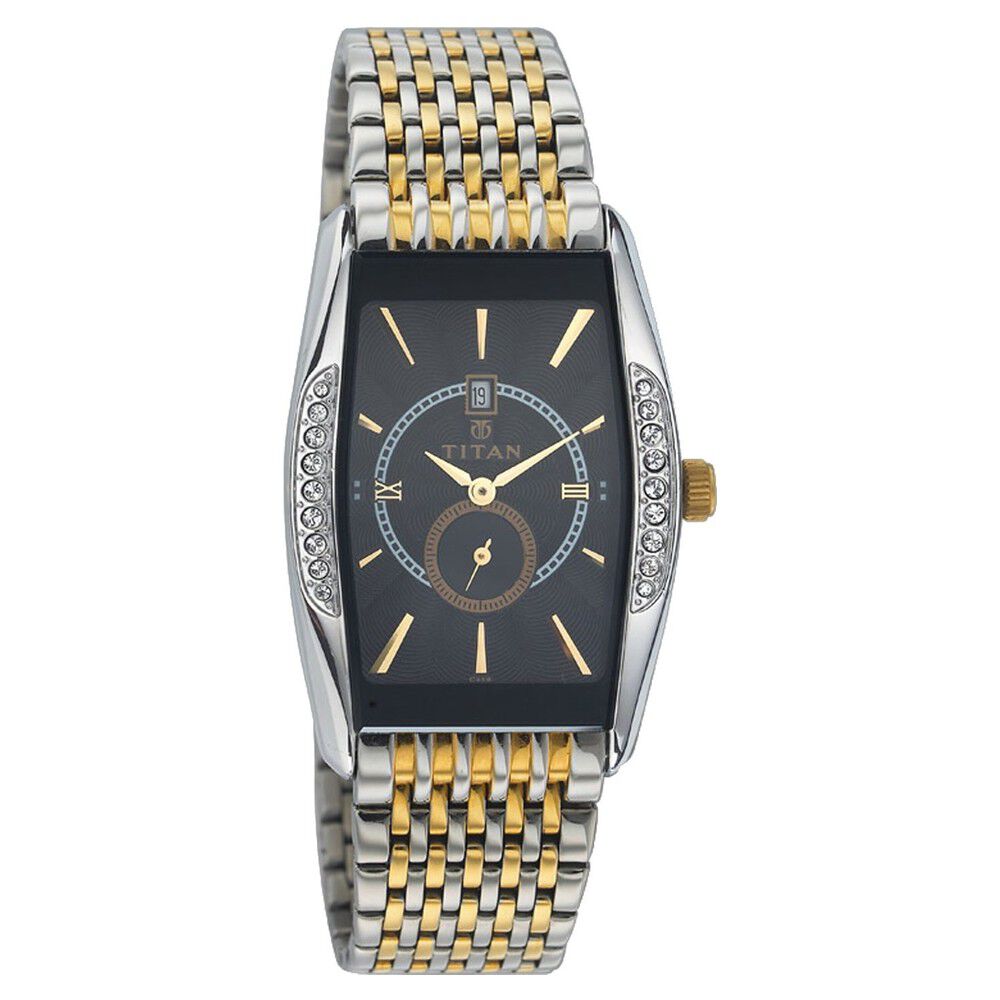 Black Dial Two Toned Metal Strap Watch