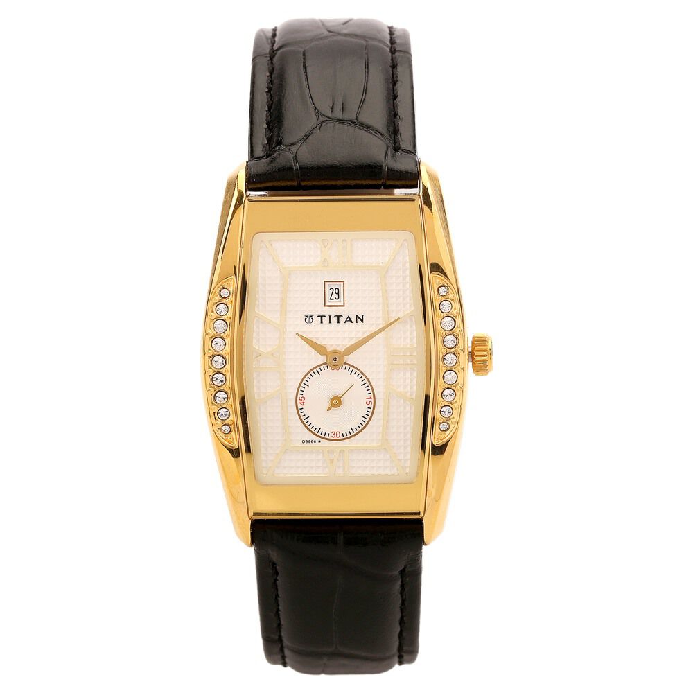 Champagne Dial Leather Strap Watch