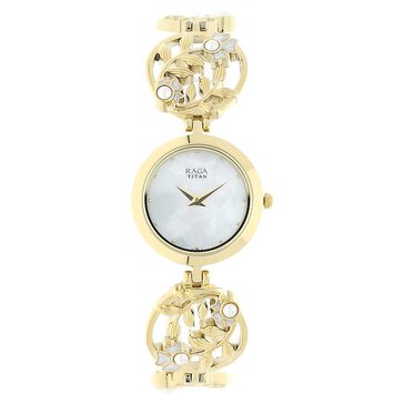 Titan Raga Aurora Off White Dial Analog Metal Strap Watch for Women