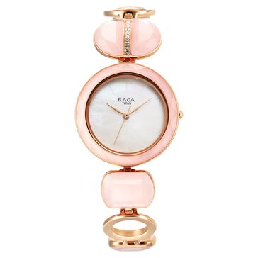 Titan Raga New You Quartz Analog Mother Of Pearl Dial Rose Quartz stone Strap Watch for Women