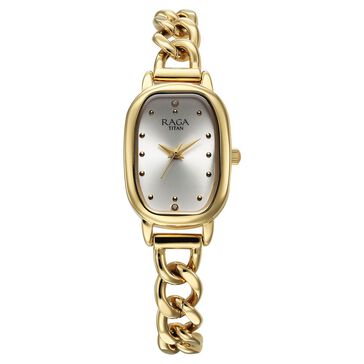 Titan Raga Showstopper Quartz Analog Silver Dial Metal Strap Watch For Women
