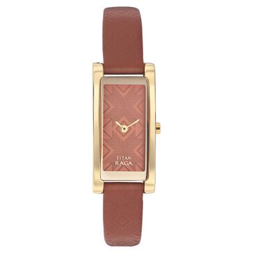 Titan Quartz Analog Orange Dial Watch for Women