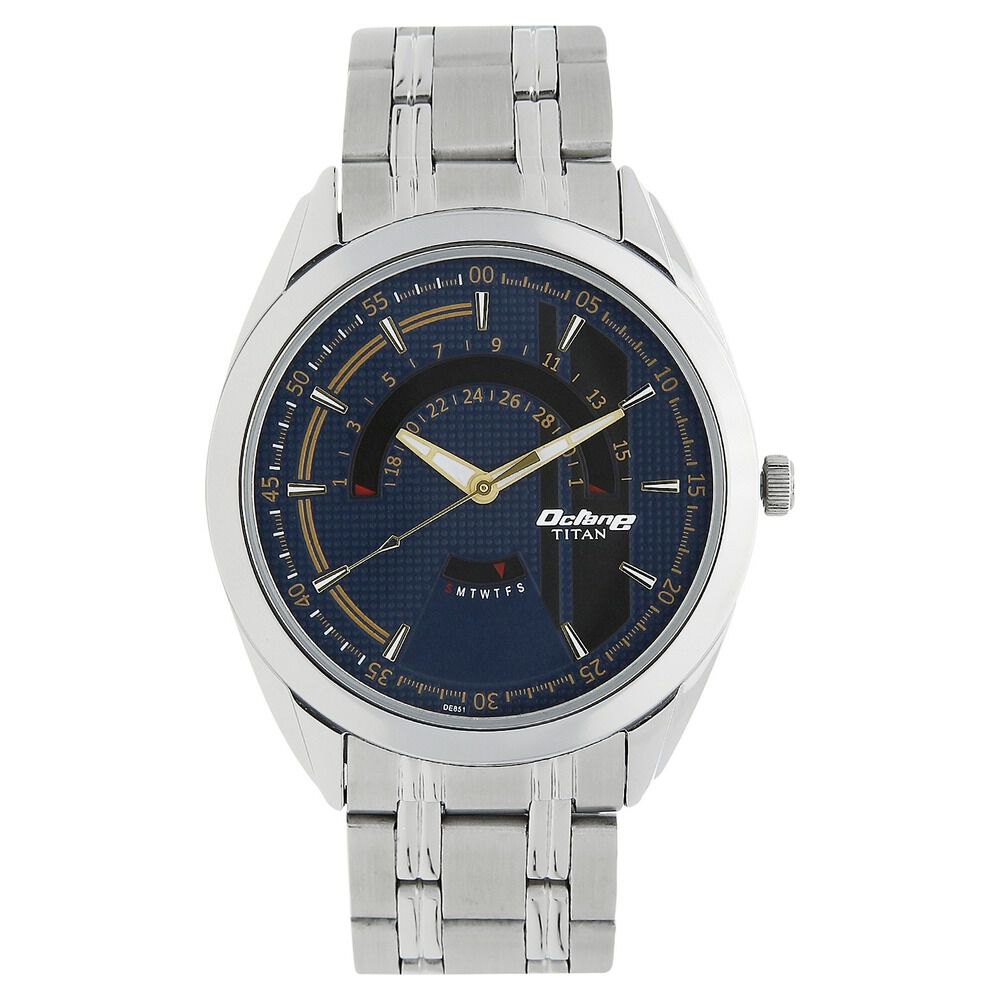 Blue Dial Silver Stainless Steel Strap Watch