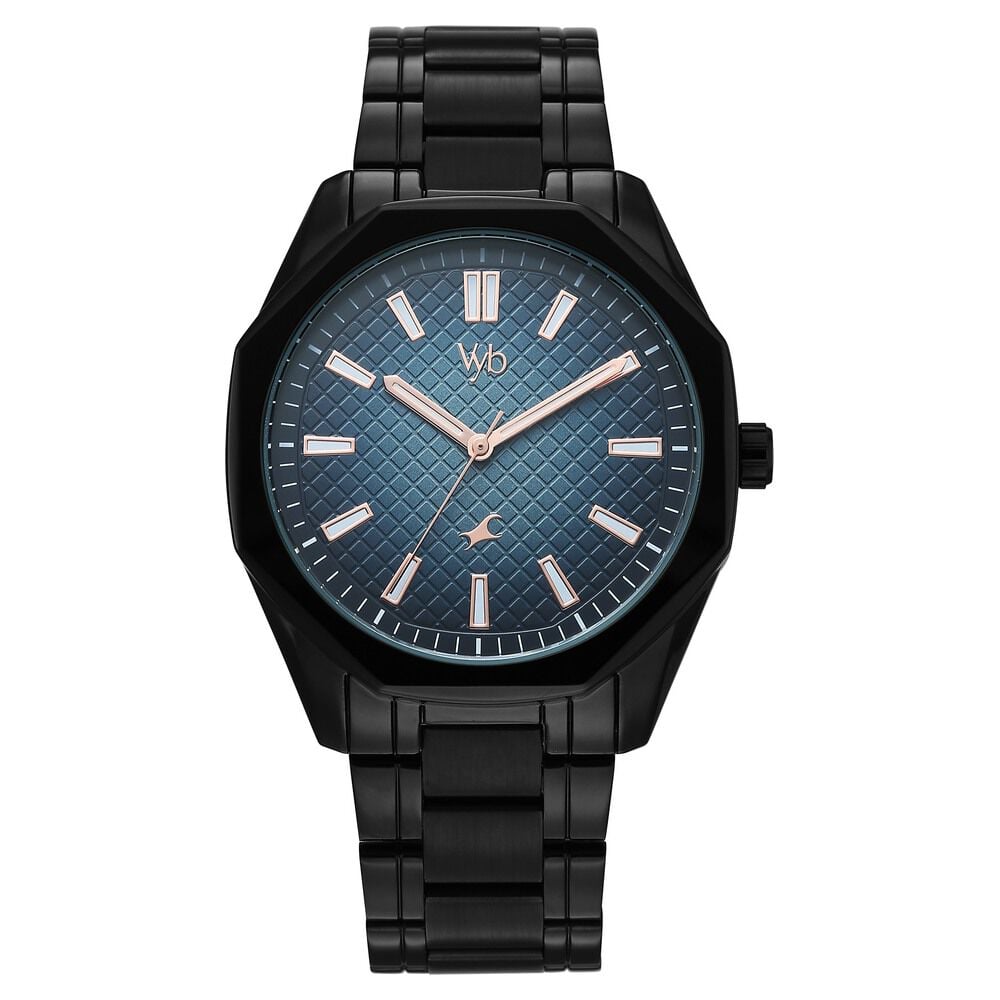 Vyb Quest By Fastrack Quartz Analog Blue Dial Black Metal Strap Watch For Guys-picture-13