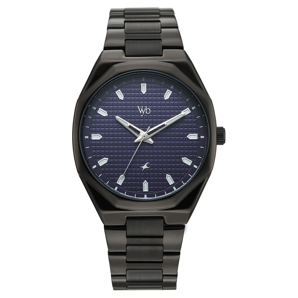 Vyb Nimbus By Fastrack Quartz Analog Purple Dial Black Metal Strap Watch For Guys-picture-17