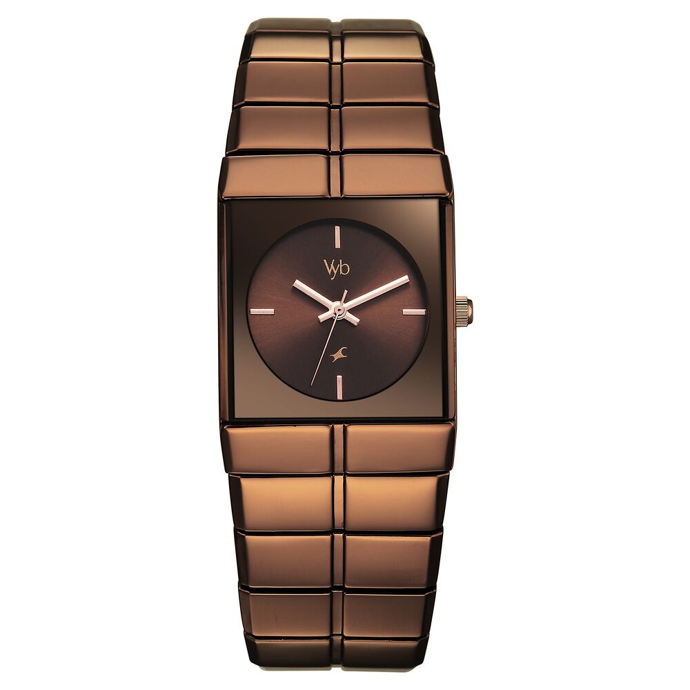 Vyb Nova By Fastrack Quartz Analog Brown Dial Brown Metal Strap Watch For Guys-picture-13