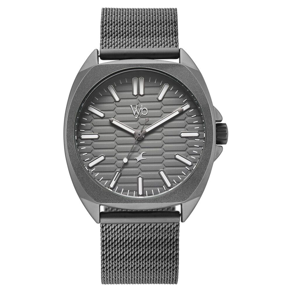 Vyb Aviator By Fastrack Quartz Analog Grey Dial Grey Stainless Steel Strap Watch For Guys-picture-10