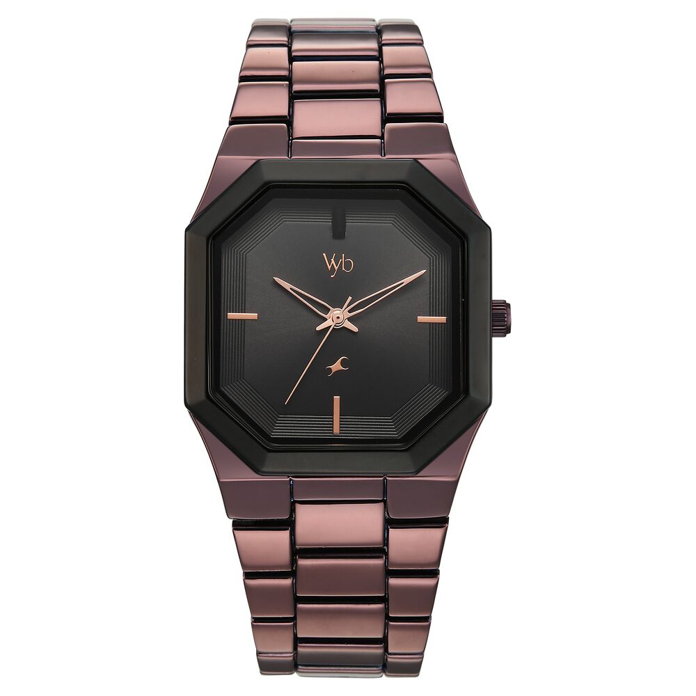 Vyb Pioneer By Fastrack Quartz Analog Black Dial Brown Metal Strap Watch For Guys-picture-12