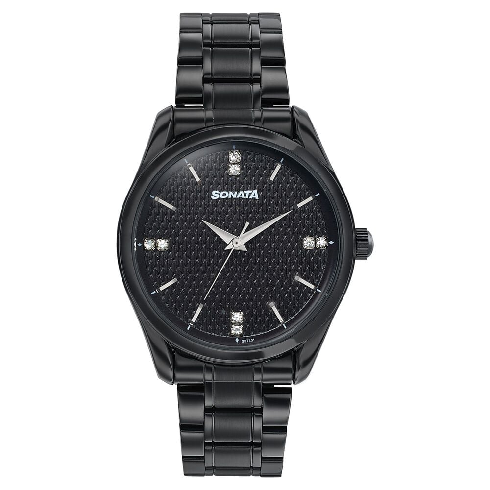 Sonata Jashn Quartz Analog Black Dial Black Metal Strap Watch For Men-picture-13