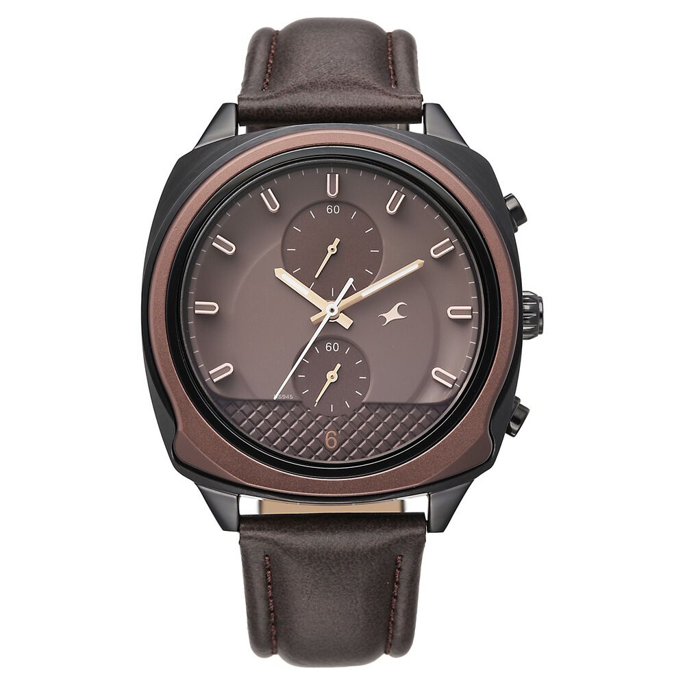 Fastrack Gelato Black chronograph watch with Chocolate dial for Guys-picture-18
