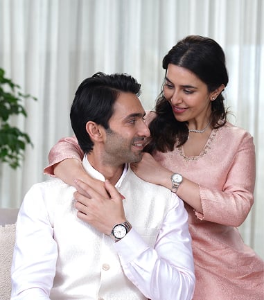 Couple smiling together