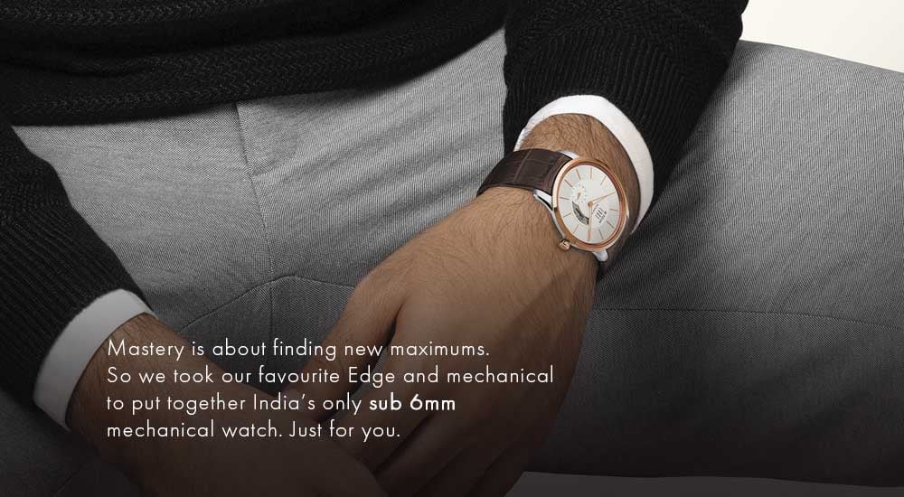 Buy Online Titan Edge Mechanical Black Dial Mechanical Rubber
