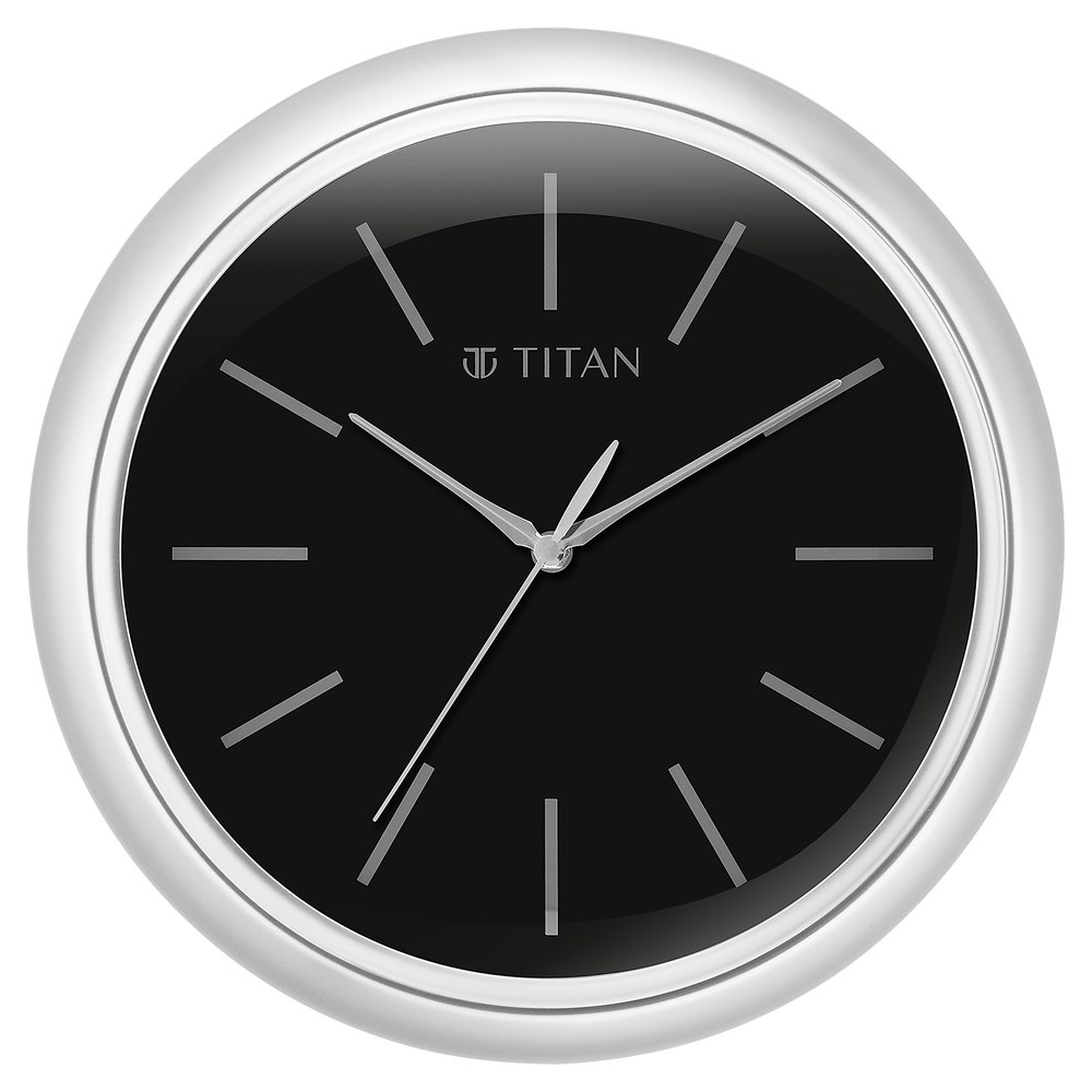 Buy Online Titan Classic Balck Colour Wall Clock with Silent Sweep 34 x
