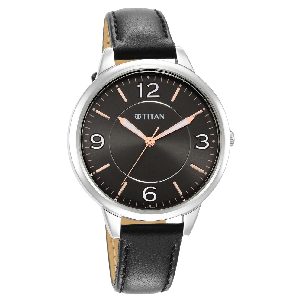 Buy Online Titan Trendsetters Anthracite Dial Analog Leather Strap
