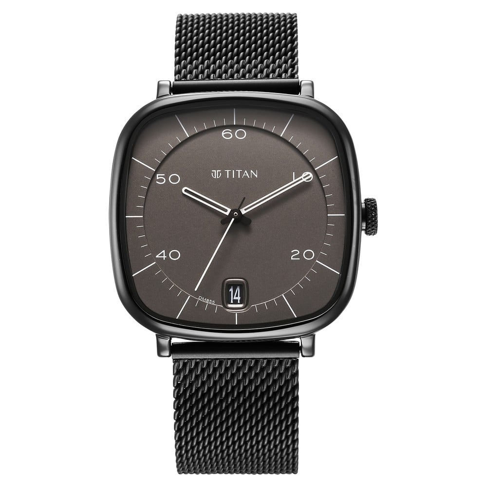 Titan watch black chain clearance