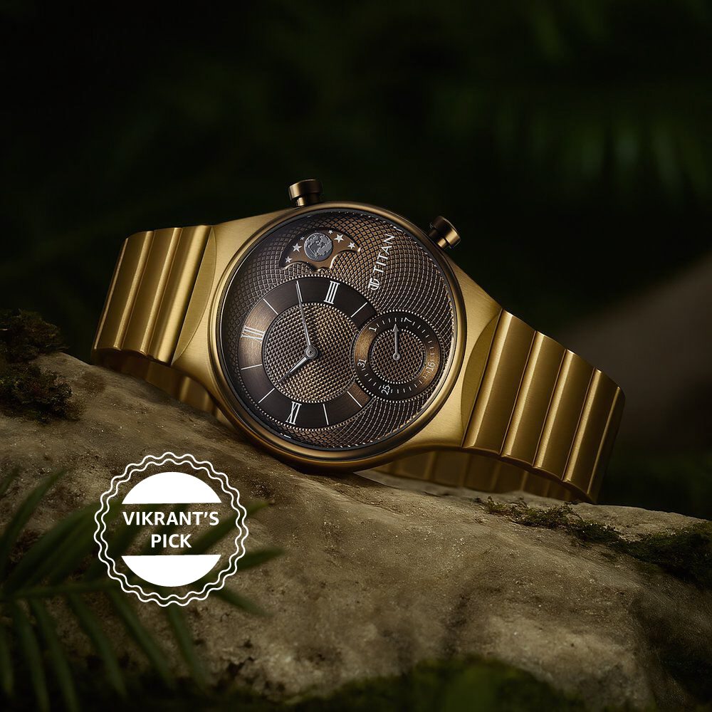 Buy Online Titan Micromotors Analog with Date and Sun-Moon Sub