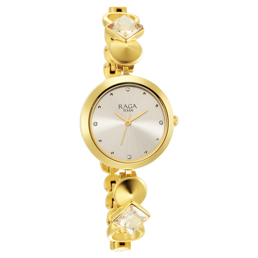 Buy Online Titan Raga Love All Champagne Dial Analog Metal Strap