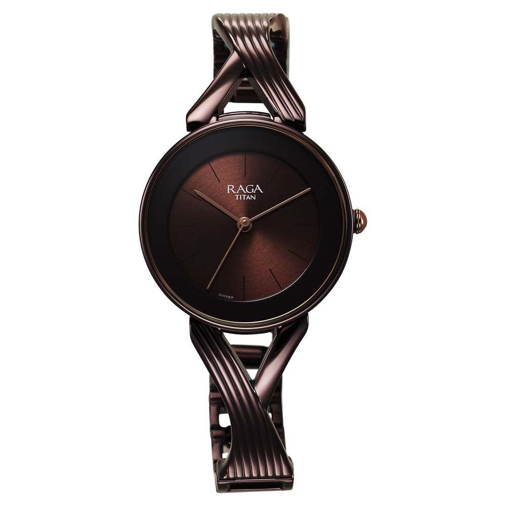 Buy Online Titan Raga Chic Quartz Analog Brown Dial Metal Strap Watch for Women 2698qm01 Titan