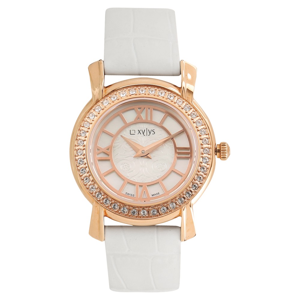 Buy Online Xylys Swiss Analog White Leather Strap and Mother of