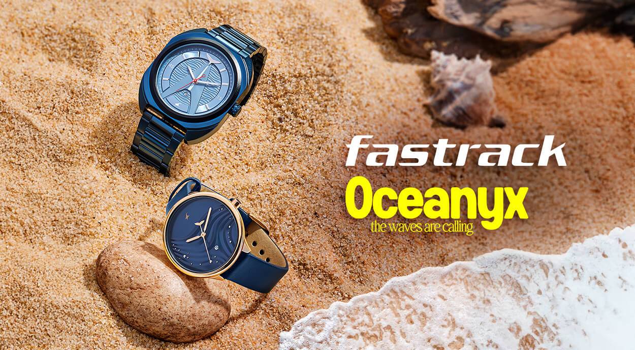 Buy Online Fastrack Oceanyx Quartz Analog with Date Blue Dial Blue