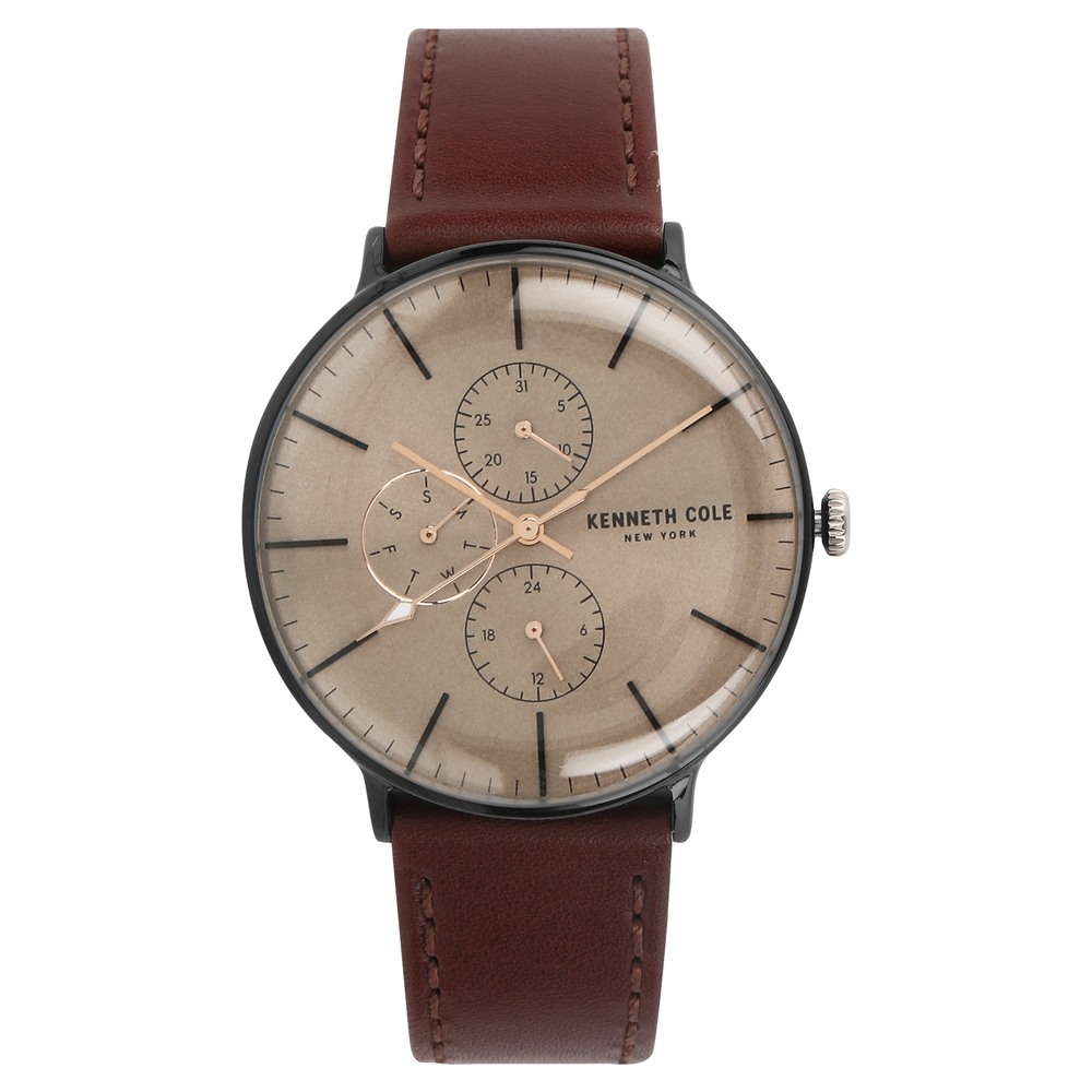 Buy Online Kenneth Cole Quartz Multifunction Brown Dial Leather