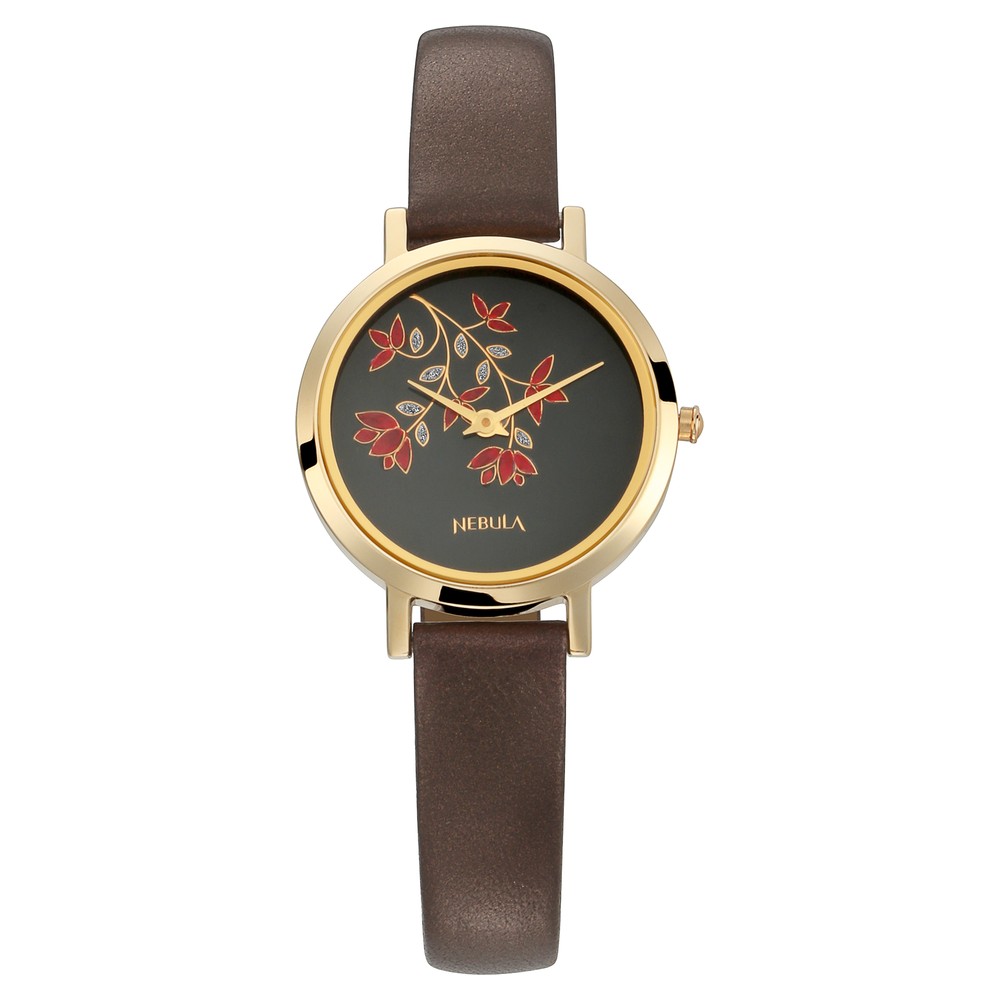 Buy Online Nebula Quartz Analog Grey Dial 18 Karat Gold Strap