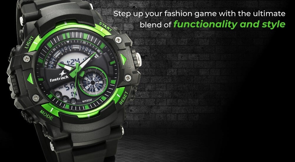 Buy Online Fastrack StreetStyle Quartz Digital Black And Blue Dial Black PU Strap Unisex Watch 38097pp01w Titan