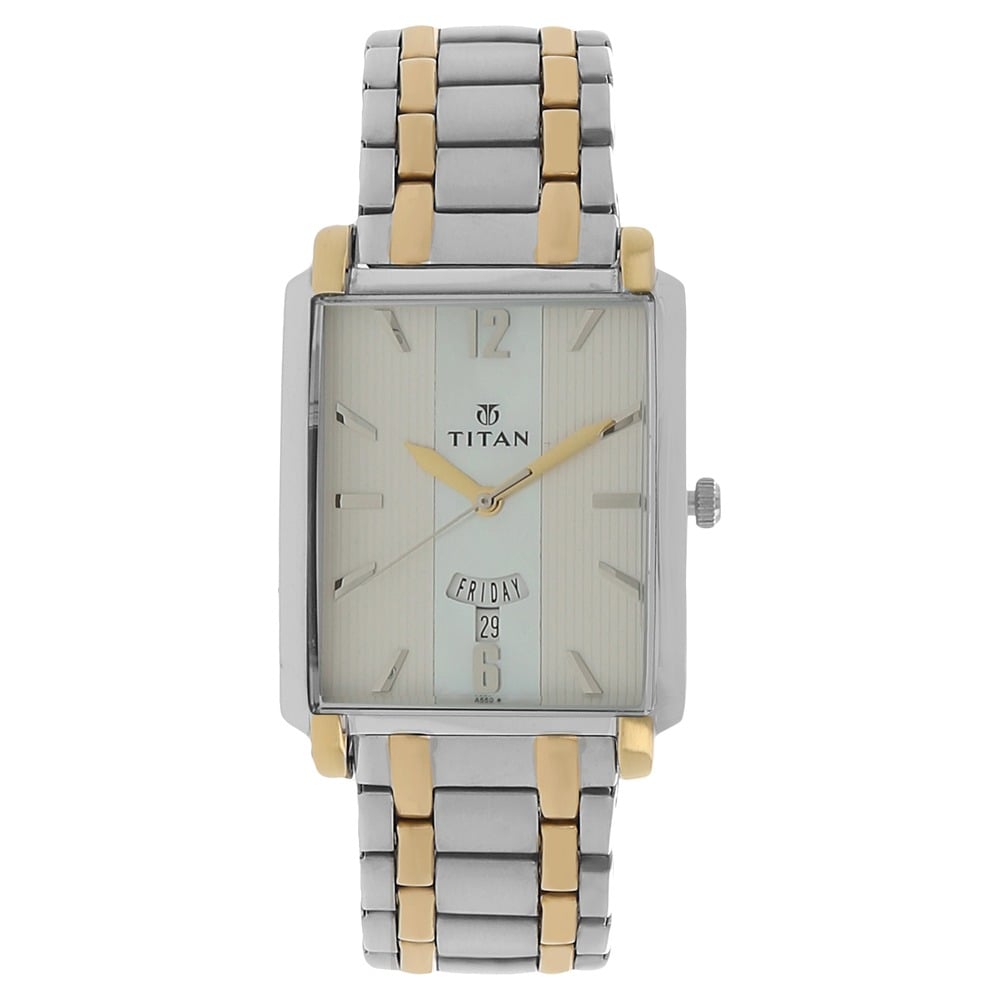 Buy Online Titan Quartz Analog with Day and Date Silver Dial Stainless Steel Strap Watch for Men ns1506bm01 Titan