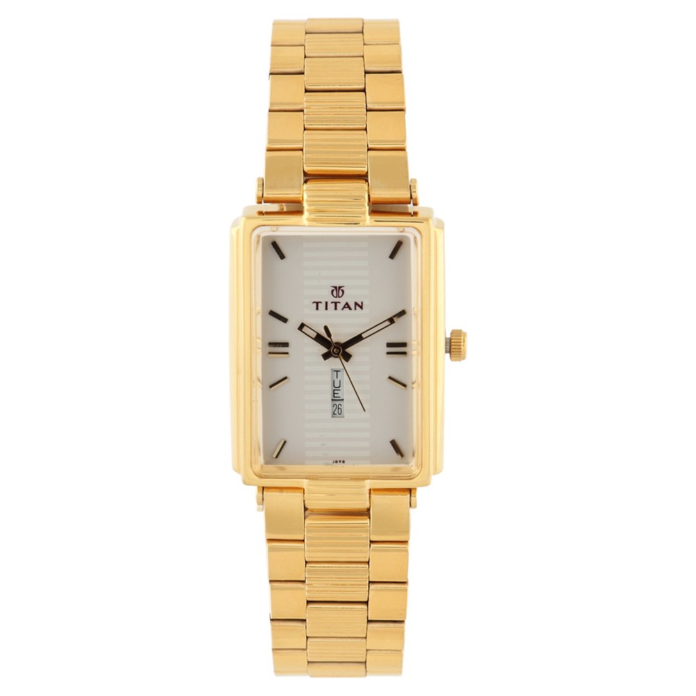 Buy Online Titan Quartz Analog with Day and Date White Dial Watch for