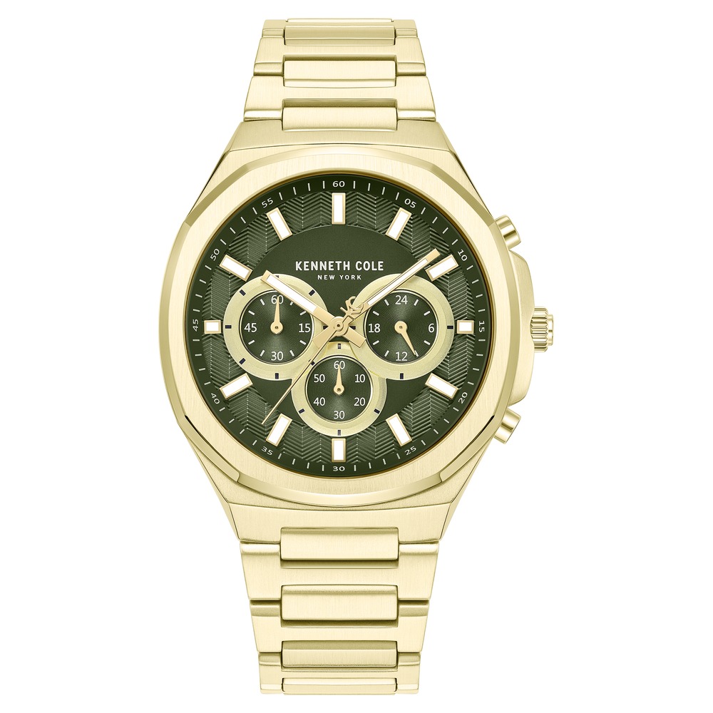 Buy Online Kenneth Cole Quartz Chronograph Green Dial Golden