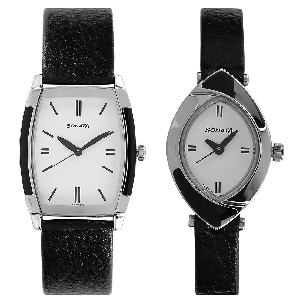 Buy Online Sonata Quartz Analog White Dial Metal Strap Watch for