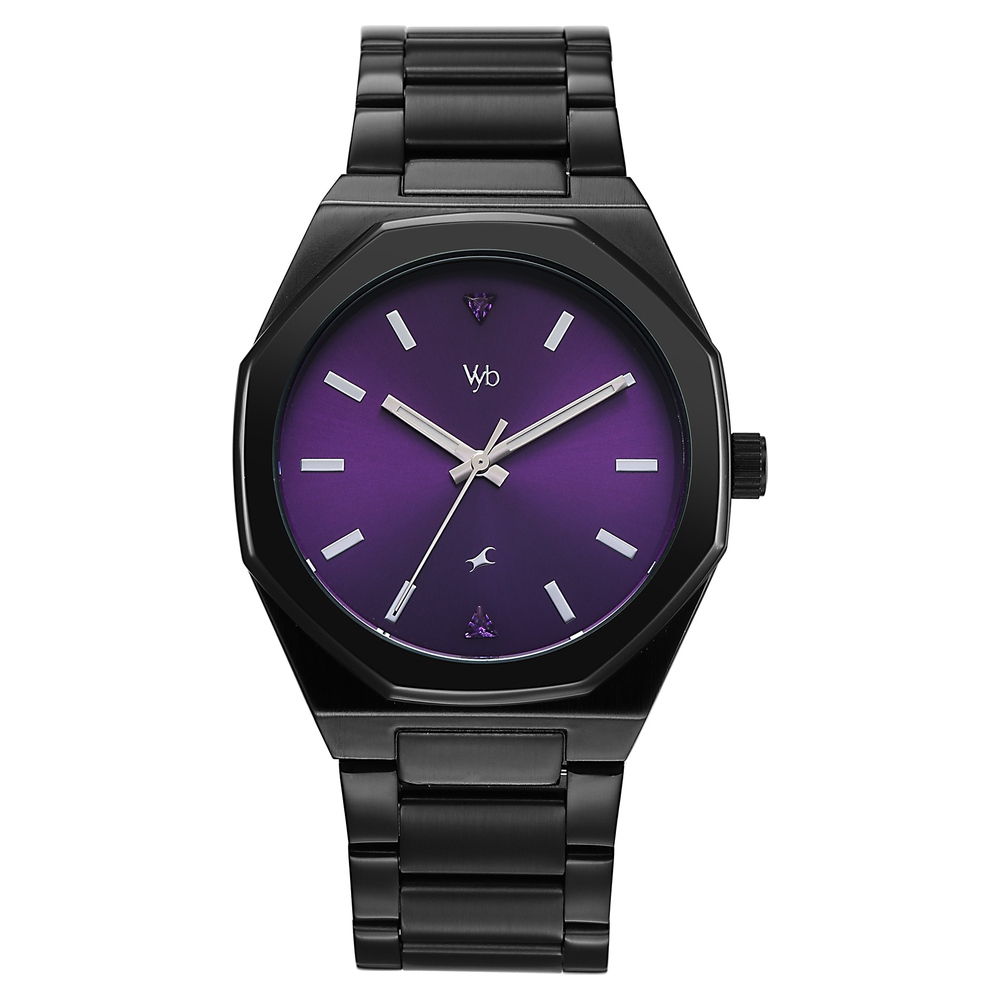 Buy Online Vyb Nimbus By Fastrack Quartz Analog Purple Dial Black