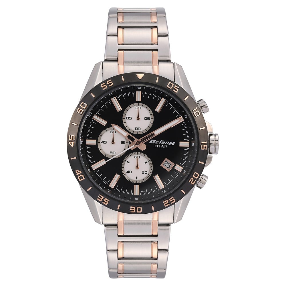 Buy Online Titan Quartz Chronograph Black Dial Stainless Steel