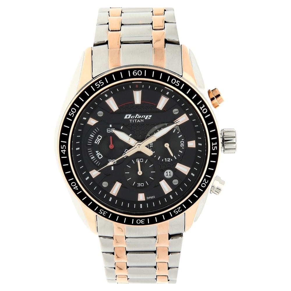 Buy Online Titan Octane Black Chronograph Stainless Steel Strap