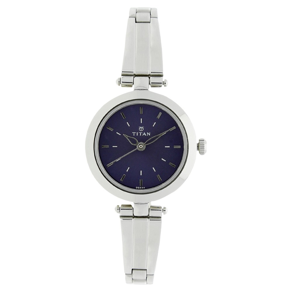 Titan Orologio Analogico Donna, Quadrante Blu, Cinturino Metallico Argento, 25mm