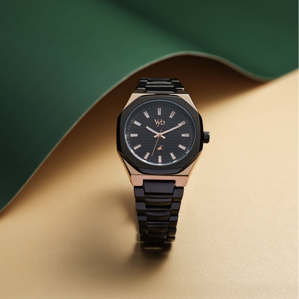 Buy Online Fastrack Vyb Limitless Quartz Analog Black Dial Black