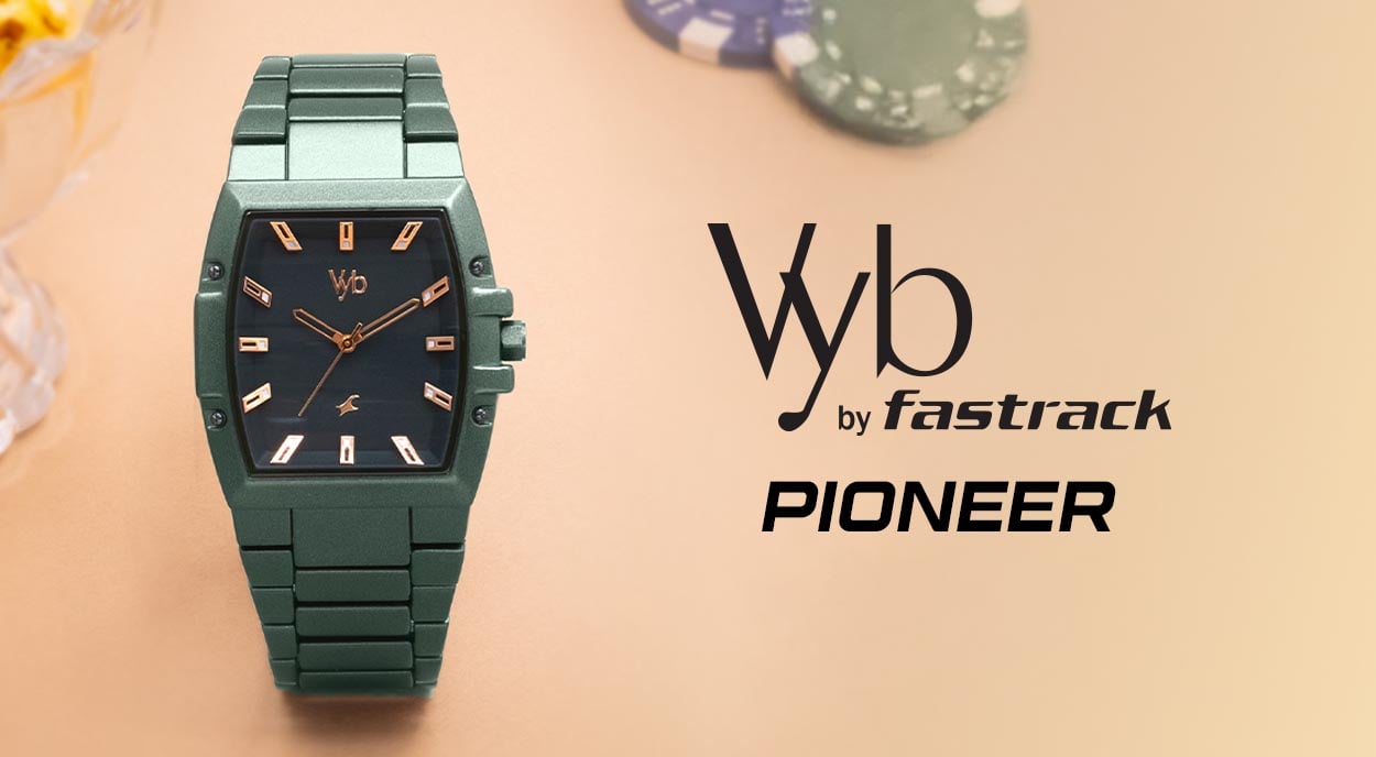 Buy Online Vyb Pioneer By Fastrack Quartz Analog Green Dial Metal