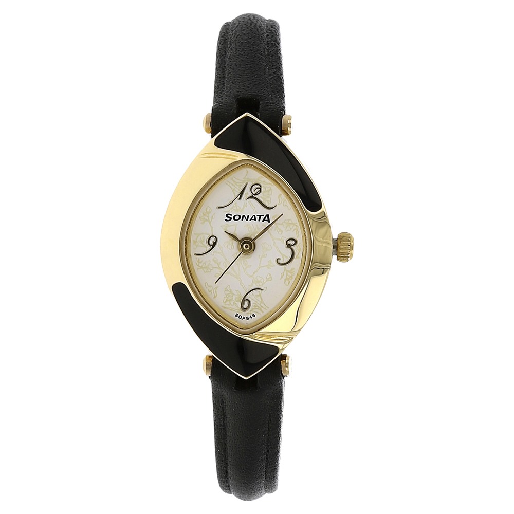 Sonata ladies watch leather strap on sale