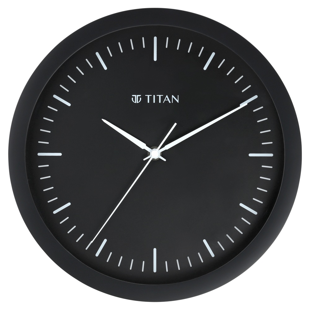 Buy Online Titan Contemporary Black Wall Clock with Silent Sweep Technology 30 cm x 30 cm