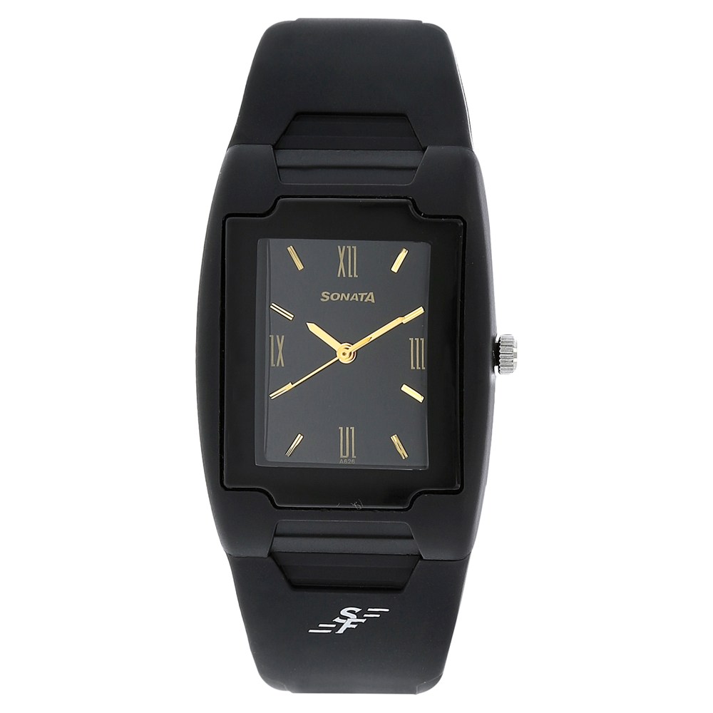 Buy Online SF Quartz Analog Black Dial Plastic Strap Watch for Men