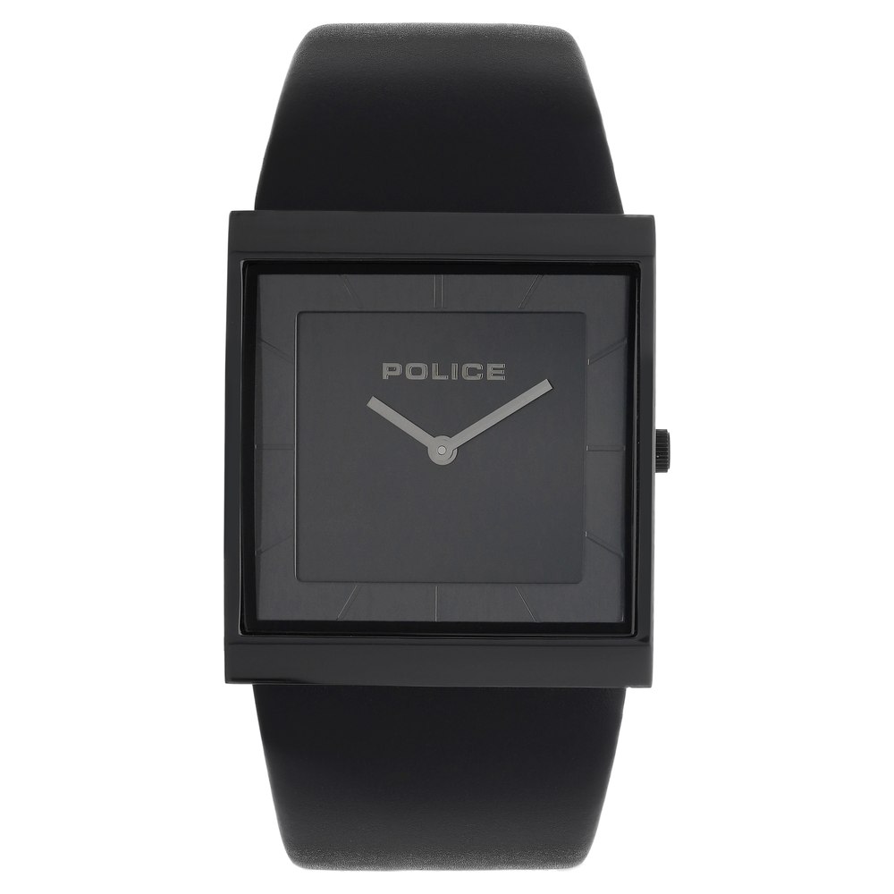 Buy Online Police Quartz Analog Black Dial Leather Strap Watch for