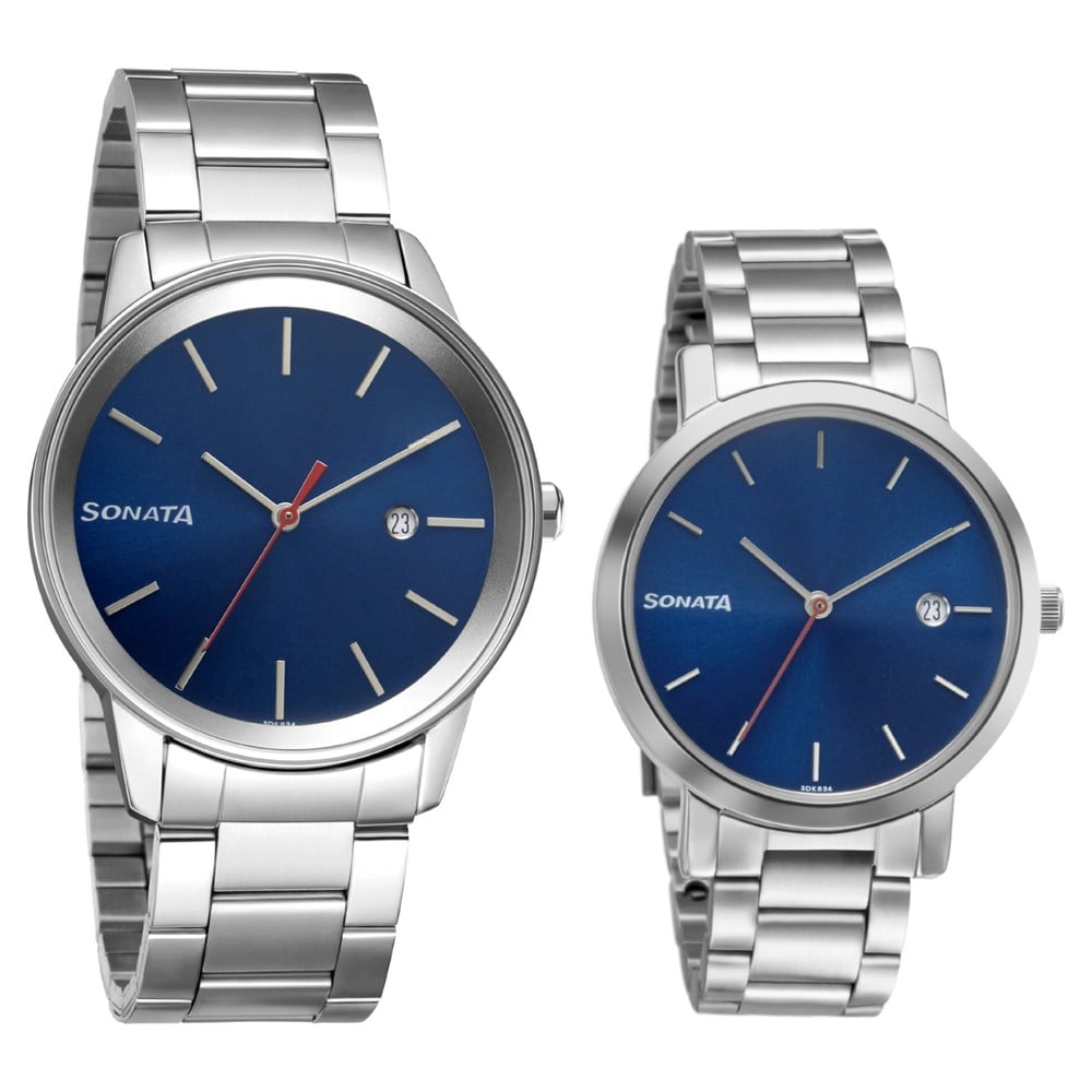 Sonata watch silver colour sales