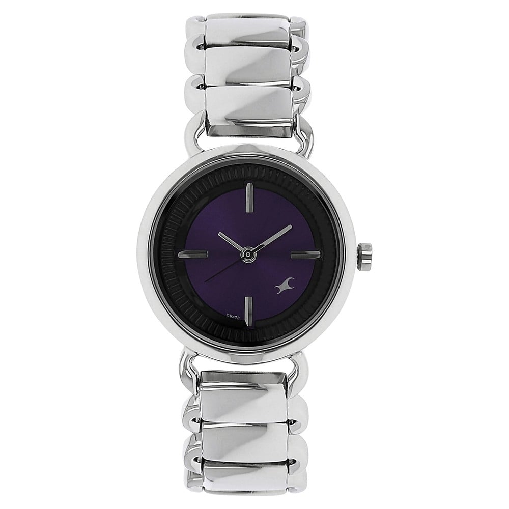 Buy Online Fastrack Quartz Analog Purple Dial Stainless Steel Strap Watch for Girls ns6117sm02 Titan