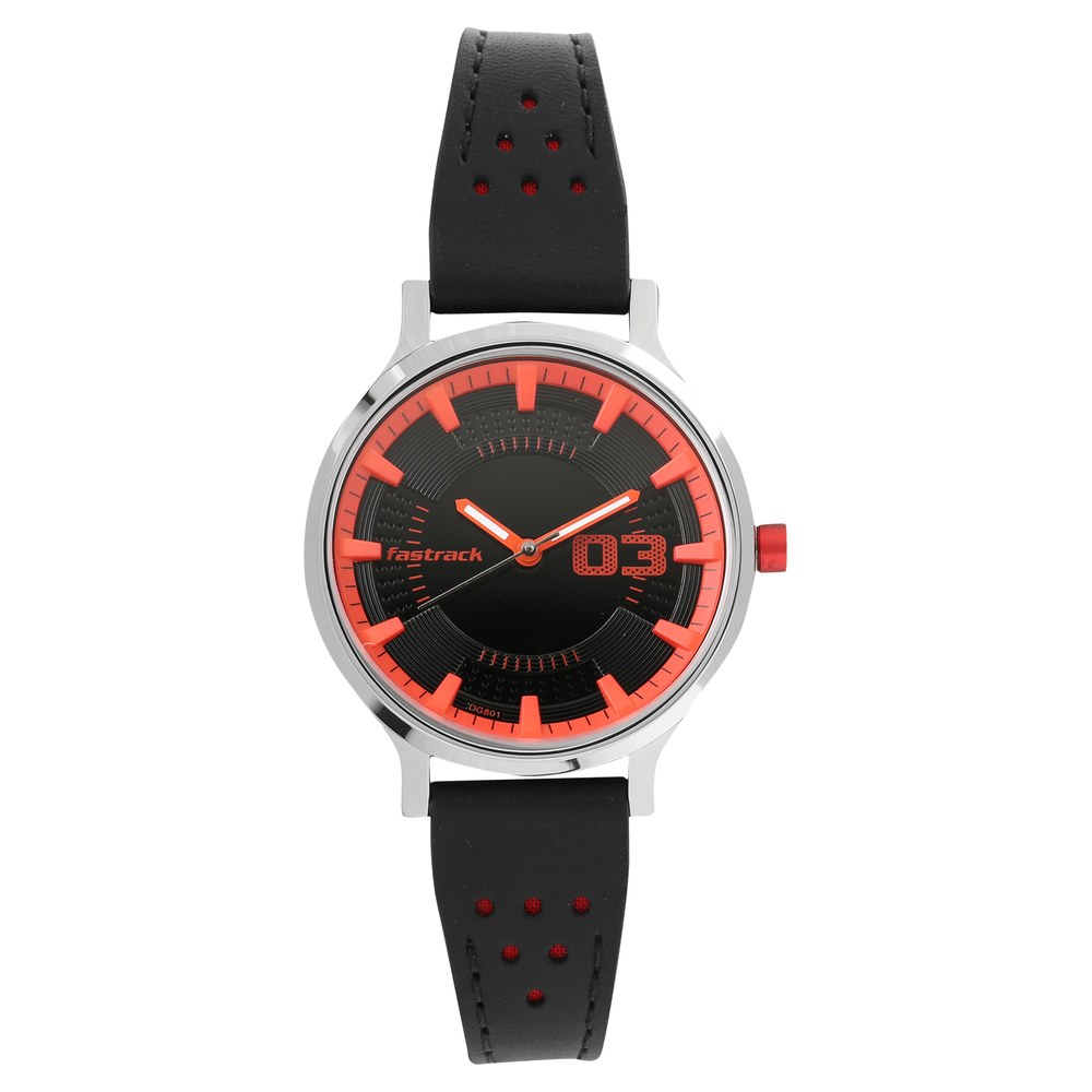 Buy Online Fastrack Loopholes Quartz Analog Black Dial Leather Strap Watch for Girls 6166sl02 Titan