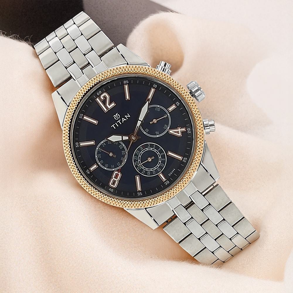 Buy Online Titan Men's Metropolitan Luxe: Multifunction blue Dial