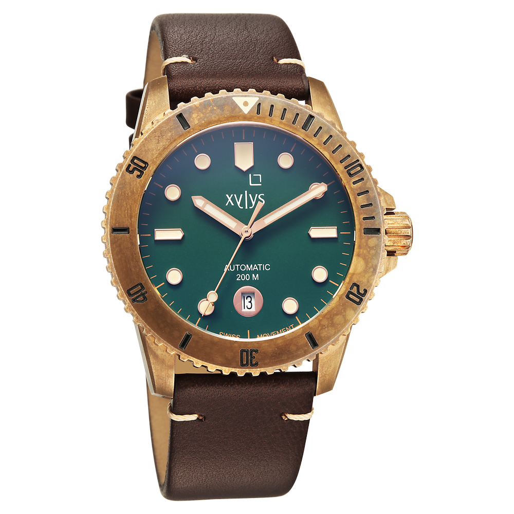 Buy Online Xylys Mariana Swiss Analog with Date Green Dial Geniune