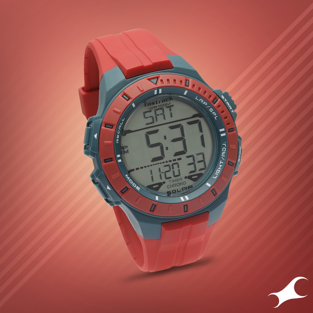 Buy Online Fastrack Streetwear Digital Dial PU Strap Watch for Guys ns38067pp01 Titan