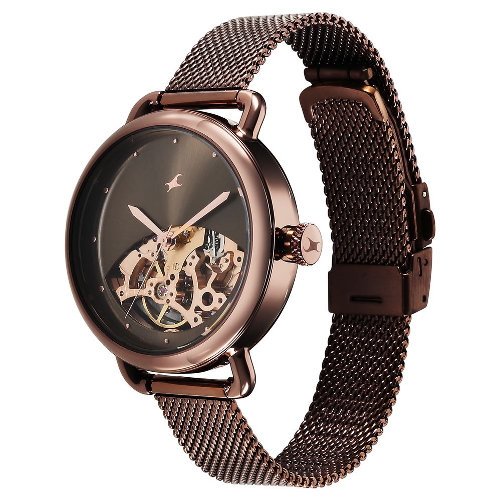 Buy Online Fastrack Automatics Brown Dial Stainless Steel Strap Watch ...